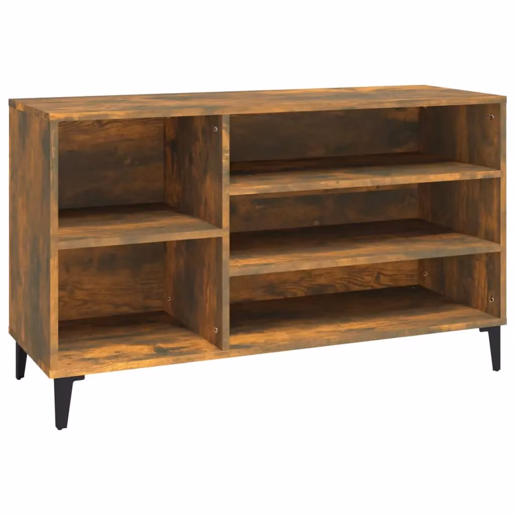 Berkfield Home Smoked Oak Shoe Cabinet in Brown, W/D/H: 102 x 36 x 60 cm – 2