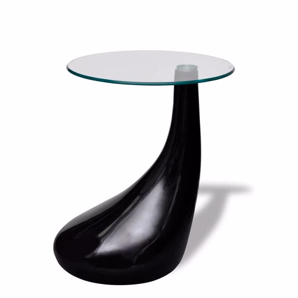 Berkfield Home Round Coffee Table with High Gloss Black Base and Glass Top – 2
