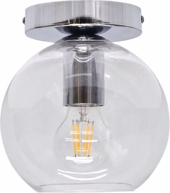 First Choice Lighting Barnum Chrome Ceiling Light Fitting with Transparent Glass Sphere
