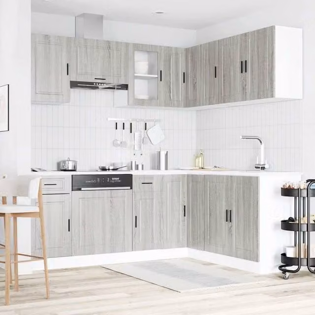 Berkfield Home Elegant 11 Piece Kitchen Cabinet Set in Porto Grey Sonoma Engineered Wood