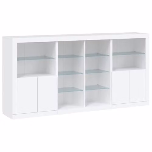 vidaXL Modern White MDF Sideboard with Integrated LED Lights W: 202 cm, D: 37 cm, H: 100 cm