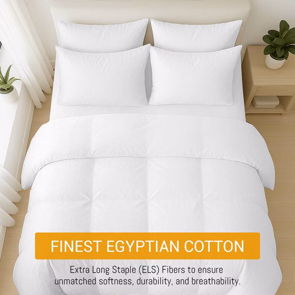 Pamposh White Egyptian Cotton Duvet Cover and Pillowcase Set, W/D/H: 140 x 200 cm – 2