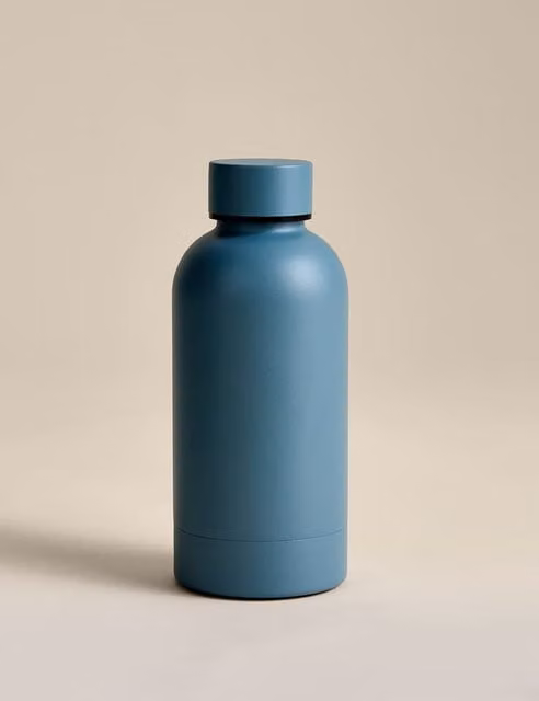 M&S Vacuum Insulated Stainless Steel Water Bottle with Screw Cap, Blue, 350ml