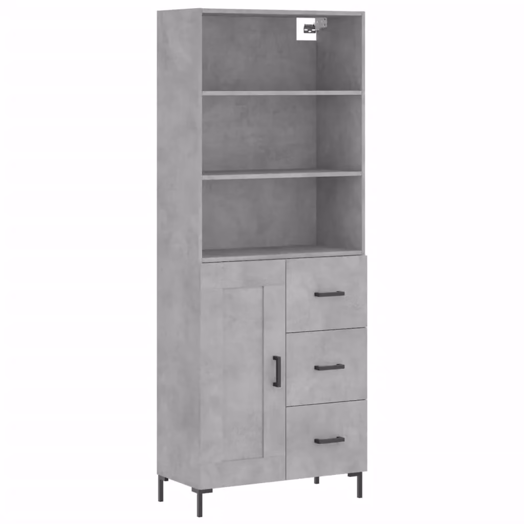 Berkfield Home Modern Highboard in Concrete Grey, W/D/H: 69.5 x 34 x 180 cm – 2