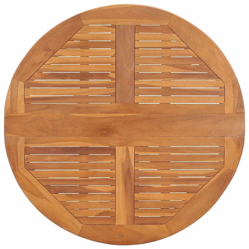 Berkfield Home Folding Garden Dining Table in Brown Solid Teak Wood, Diameter: 90 cm, Height: 75 cm – 2
