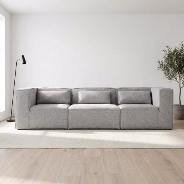 Abakus Direct Doris 4 Seater Reversible Fabric Sofa in Grey with Sleeping Function and Scatter Cushions