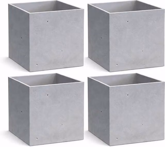 Keter 4-Piece Beton Cube Plant Pots in Grey Concrete Style, Square Tabletop Design