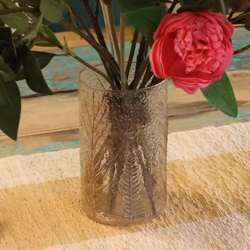 Serenityy Pino Tall Glass Floral Vase and Pillar Candle Holder, Green and Transparent, H 19 cm x W 11 cm x D 11 cm – 3