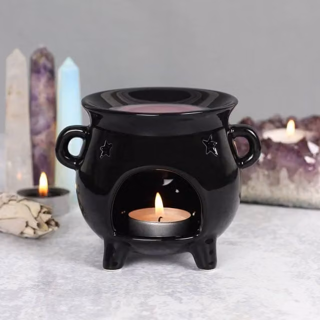 Uniqueful Black Ceramic Cauldron Oil Burner for Tealights – 1