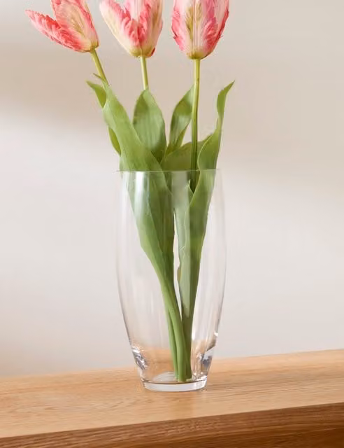 M&S Medium Poppy Glass Vase in Clear