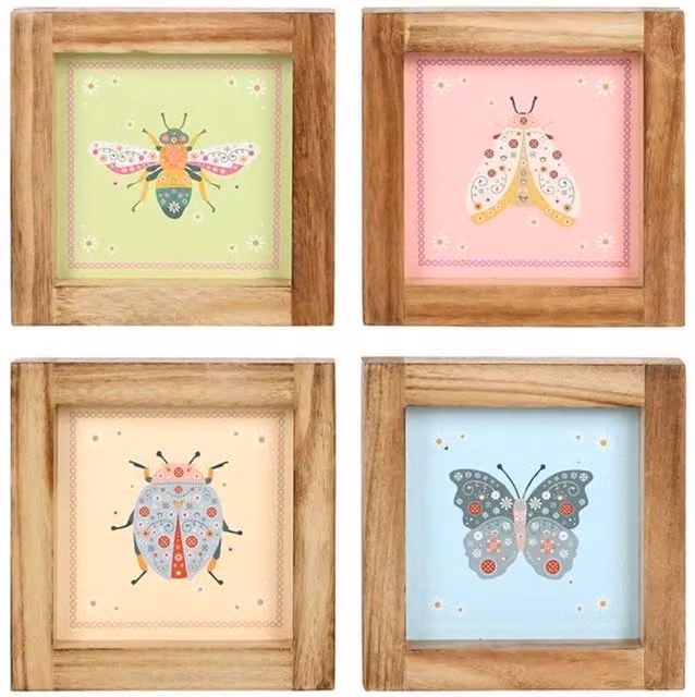 Something Different Floral Bug Framed Wall Art Set of 4 Multicolour Botanical Illustrations – 1