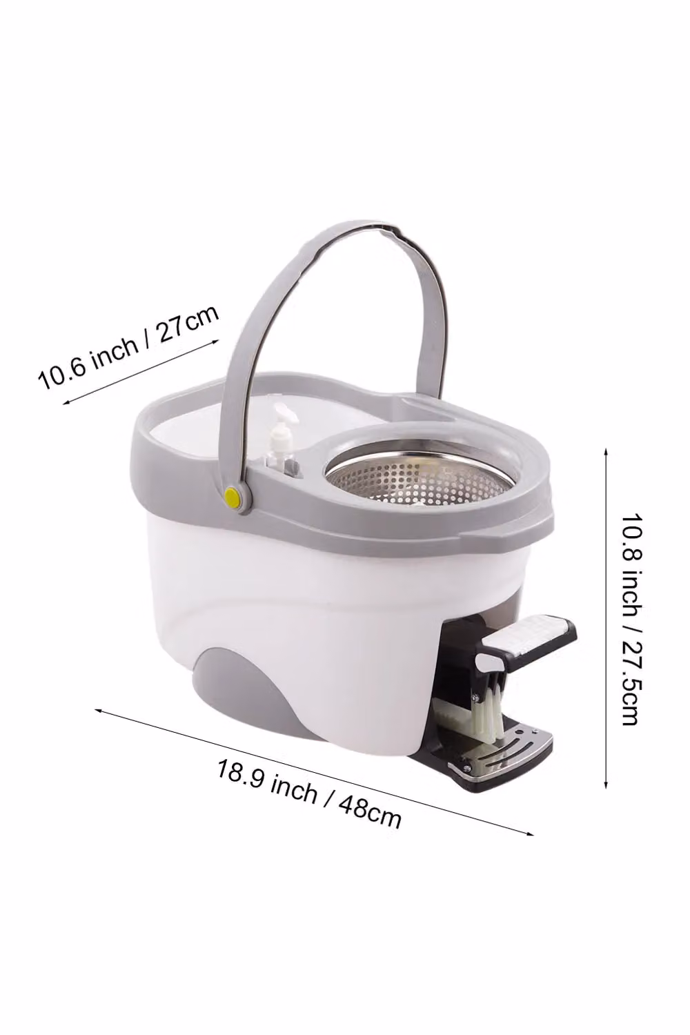 H&O Direct Hands-free Foot-operated Pedal Rotating Cleaning Mop Bucket Set with Wringer and Telescopic Handle, Grey – 3