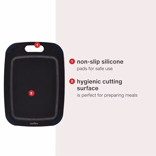 Zyliss Small Rectangular Wooden Fibre Chopping Board in Black with Non-Slip Feet and Juice Groove – 4