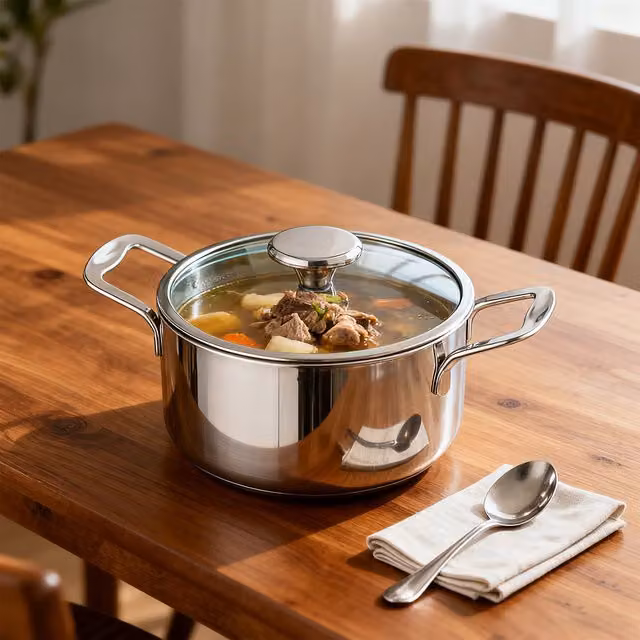 HomeKing Uncoated Stainless Steel Mini 16cm Casserole Saucepan, Silver