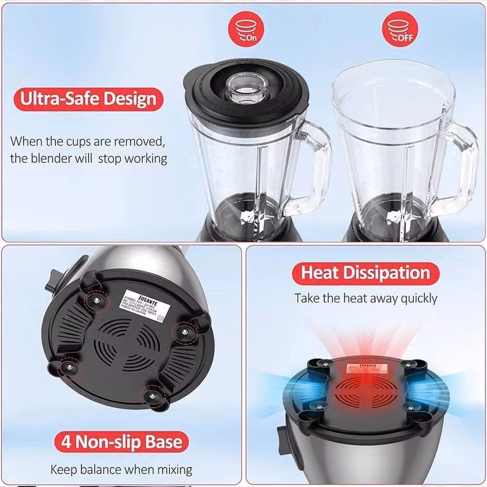 FLAVORA 2 in 1 Juicer Blender, Fruit Grinder and Smoothie Maker in Silver Stainless Steel – 3