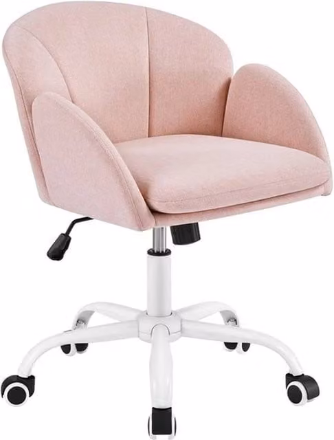 KORVIXA Modern Pink Swivel Task Chair with Castors and Fabric Upholstery – 1