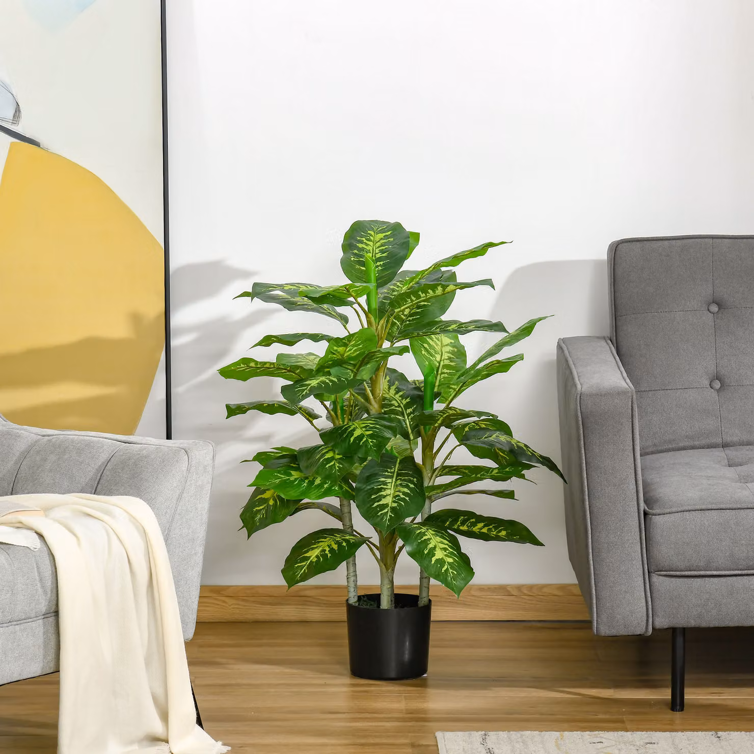 HOMCOM Artificial Evergreen Tree in Green Nursery Pot for Indoor and Outdoor Décor, Height: 95 cm – 2
