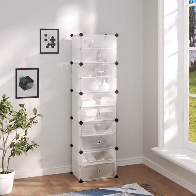 Berkfield Home Transparent Shoe Rack, W: 44 cm, D: 31.5 cm, H: 153.5 cm