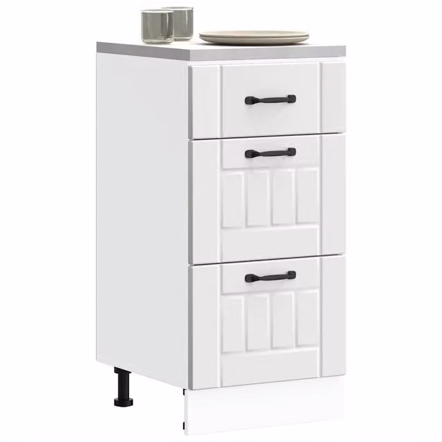 Berkfield Home Lucca White Matt MDF Kitchen Base Cabinet with Doors and Drawers