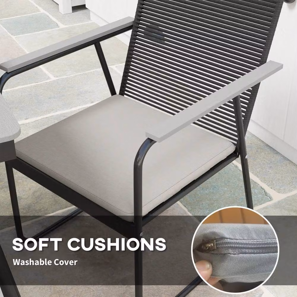 Wyld Haus Karutte 6 Seater Outdoor Dining Set with Rectangular WPC Table and 6 Cushioned Chairs in Grey – 3