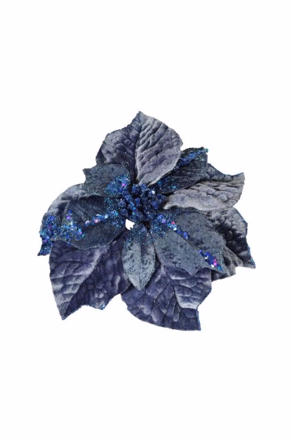 KDMD Cobalt Blue Velvet Poinsettia with Clip, Dia: 25 cm – 2