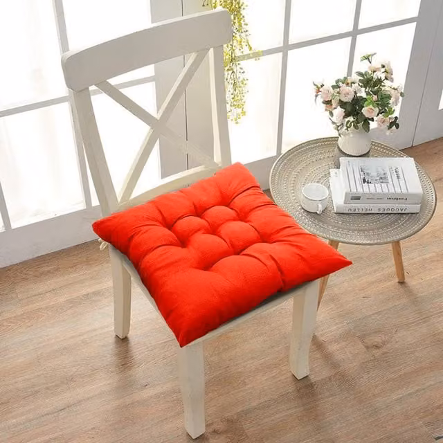 Livingandhome 4-Piece Square Aloe Vera Polyester Fabric Seat Cushion Set in Red