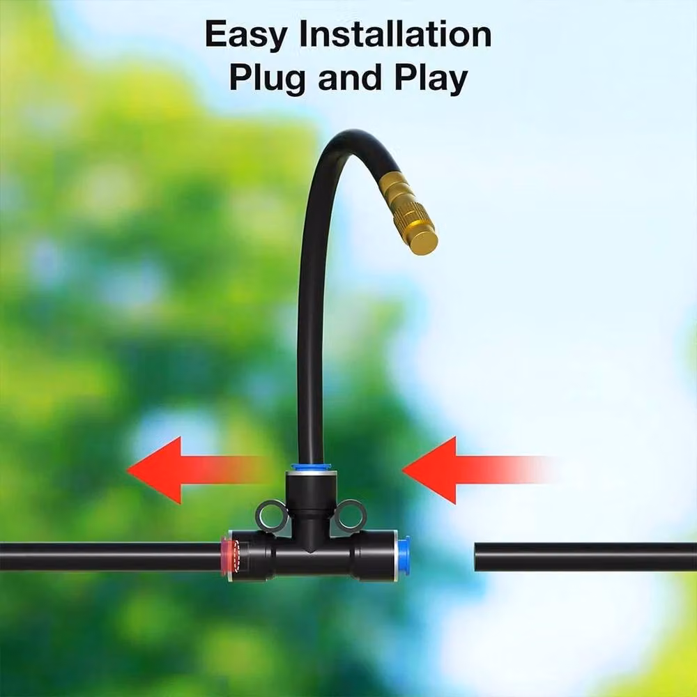 NESTLUNE 360 Degree Adjustable Irrigation Sprinkler System Kit in Black – 6