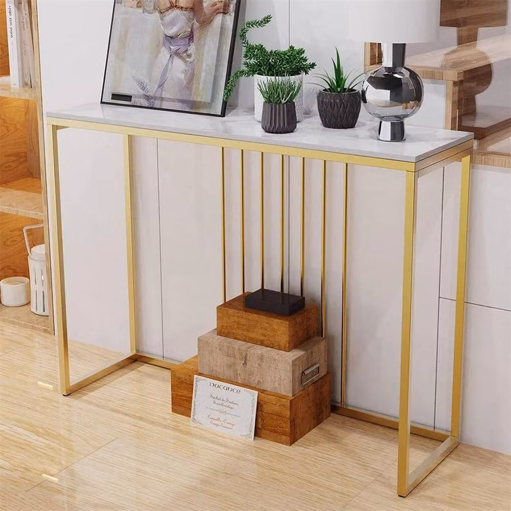 KORVIXA White Ceramic and Metal Console Table for Entryways and Hallways – 3