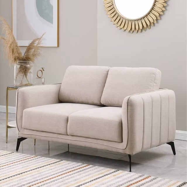 More4Homes Oslo Scandi Style Fabric 2 and 3 Seater Sofa Set in Beige