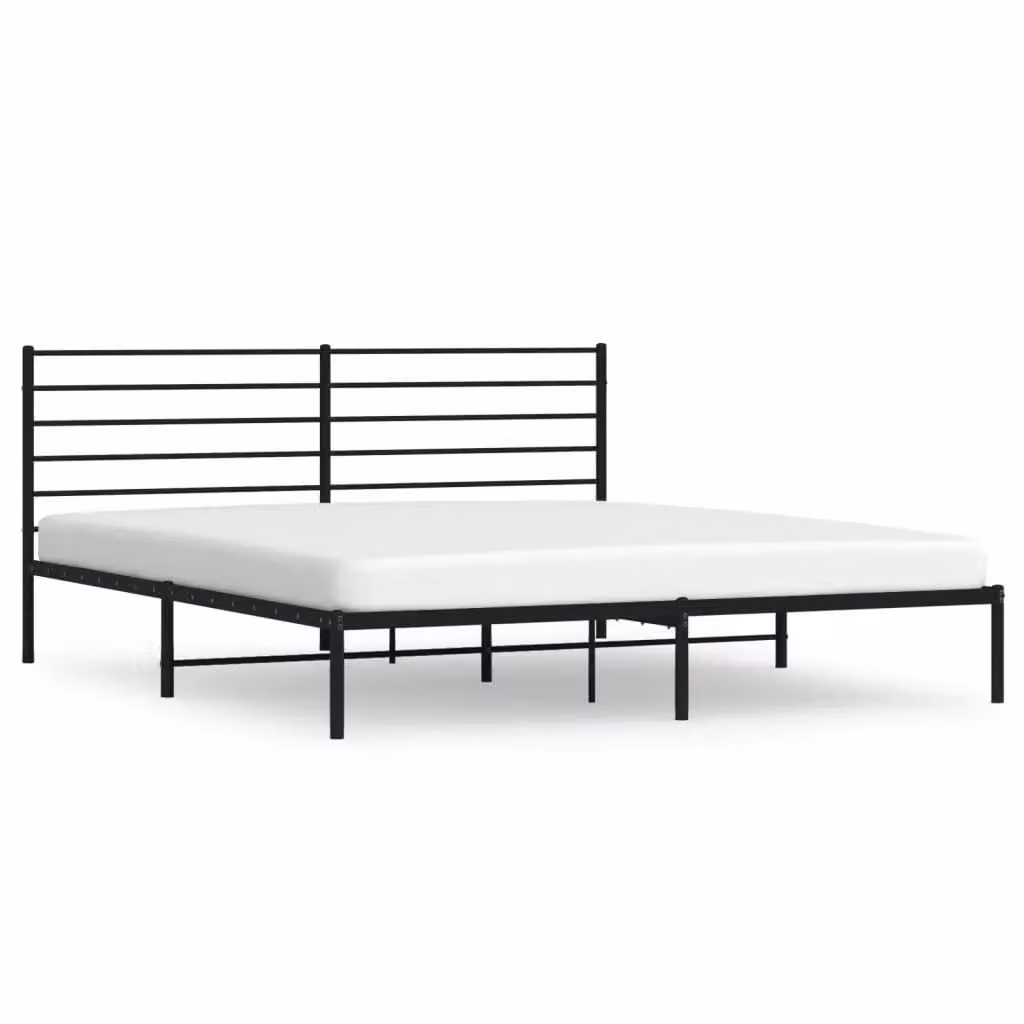 Berkfield Home Metal Bed Frame with Headboard in Black, 200 x 200 cm – 2