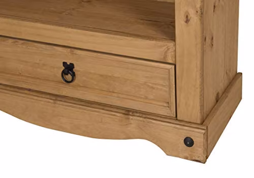 Mercers Furniture Corona 1 Drawer Bookcase in Rustic Waxed Pine, H 110 cm x W 81 cm x D 30 cm – 3