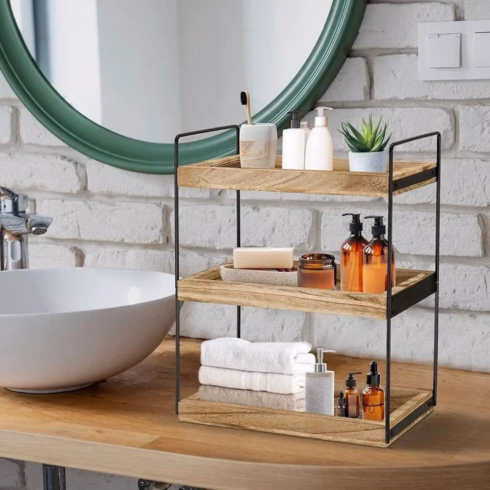 FLAVORA 3-Tier Dual Purpose Storage Organiser Rack in Brown – 4