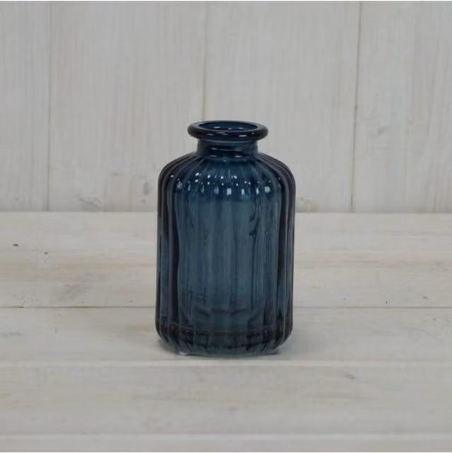 KDMD Blue Rustic Ribbed Glass Tabletop Bottle