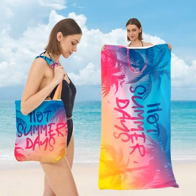 Quipulse Style 2 2-in-1 Multicolour Graphic Beach Towel and Shoulder Bag