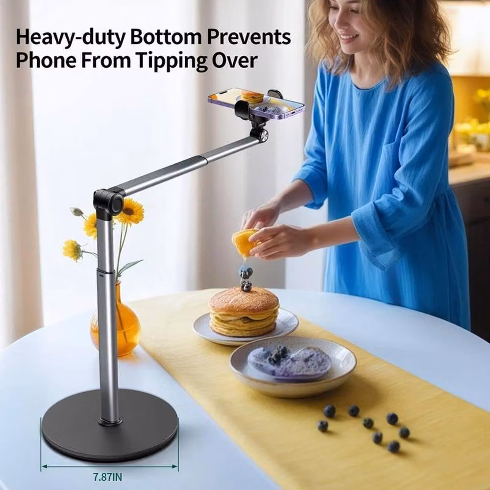 SPETLEK Overhead Phone Stand Height Adjustable Phone Holder in Silver – 2