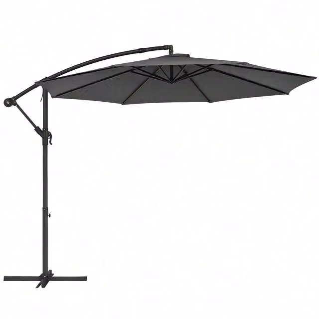 SONGMICS 3m Cantilever Garden Parasol with Base, Grey, UPF 50 Polyester and Steel