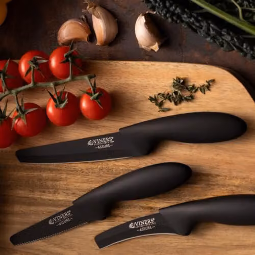 Viners Assure 3 Piece Stainless Steel Prep Knife Set with Paring and Utility Knives in Black – 2