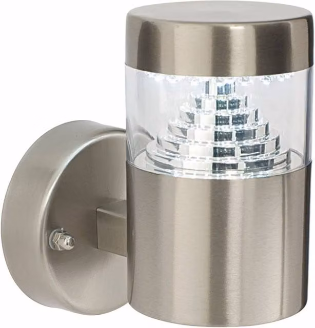 First Choice Lighting Pyramid Stainless Steel LED Outdoor Wall Light in Silver – 1