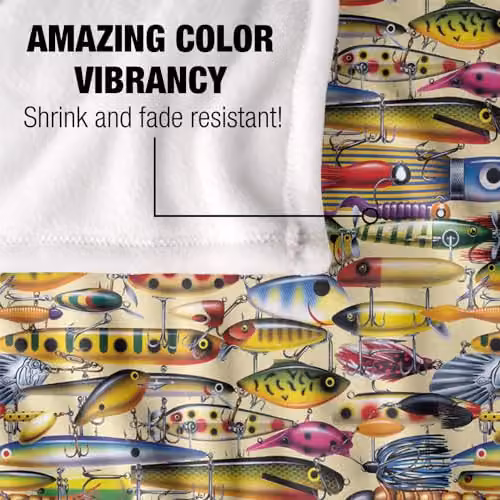 JQ Licensing Fishing Lures Pattern 2 Super Soft Silky Touch Fleece Throw Blanket, Multicolour, W: 91 cm, D: 147 cm – 3