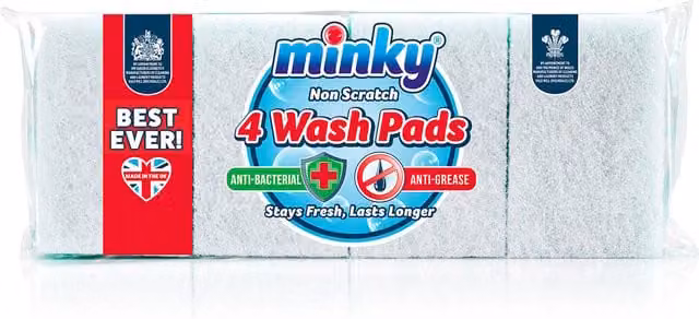 Minky Pack of 4 White Non-Scratch Scrubber Wash Pads