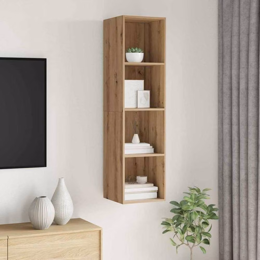 Berkfield Home Artisan Oak TV Cabinet in Brown, W/D/H: 37 x 37 x 142.5 cm