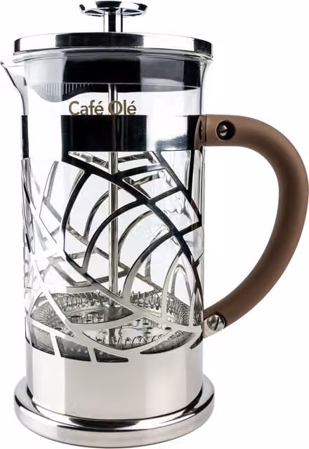 Café Olé Floral Cafetiere Coffee Maker in Silver Stainless Steel