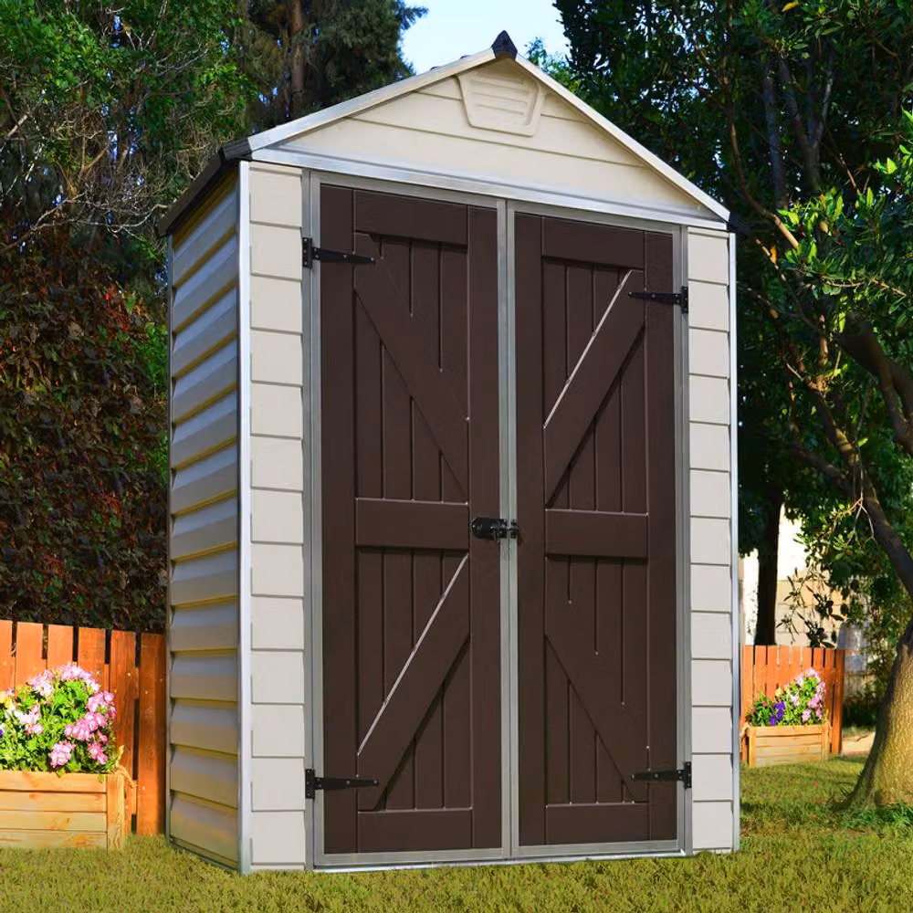 Palram Skylight Polycarbonate Shed in Beige, W: 185.4 cm, D: 90.2 cm, H: 217 cm – 2