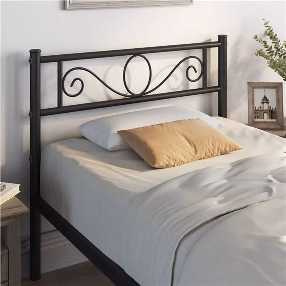 NESTLUNE Single Metal Bed Frame, Black Industrial Iron Platform Bed, W/D/H: 90 x 190 cm – 2