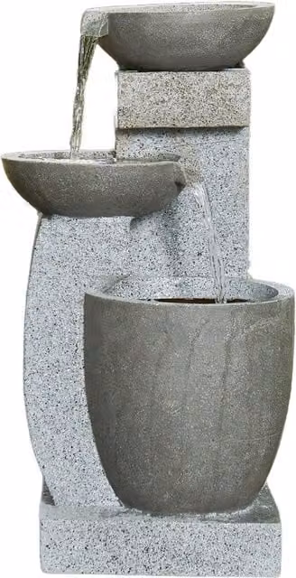 Vossmoon Harmonia Garden Water Fountain with Cascade Waterfall in Grey