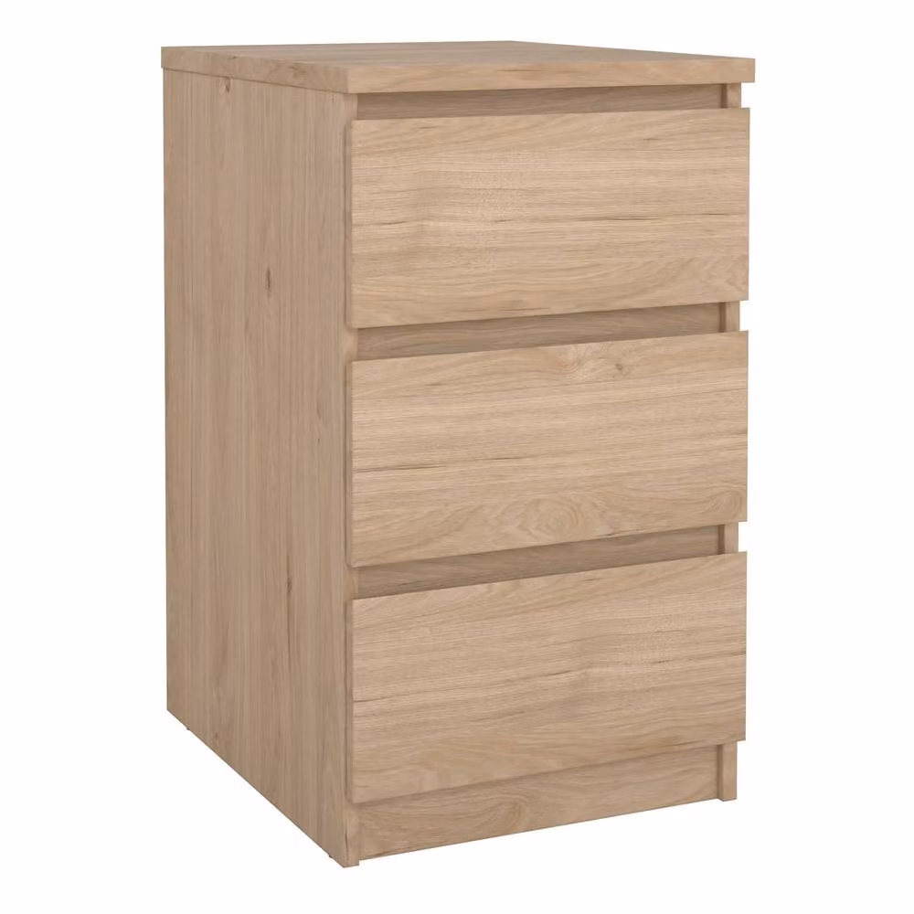 Wyld Haus Budapest Natural Oak Effect Bedside Table with 3 Drawers in Brown – 2