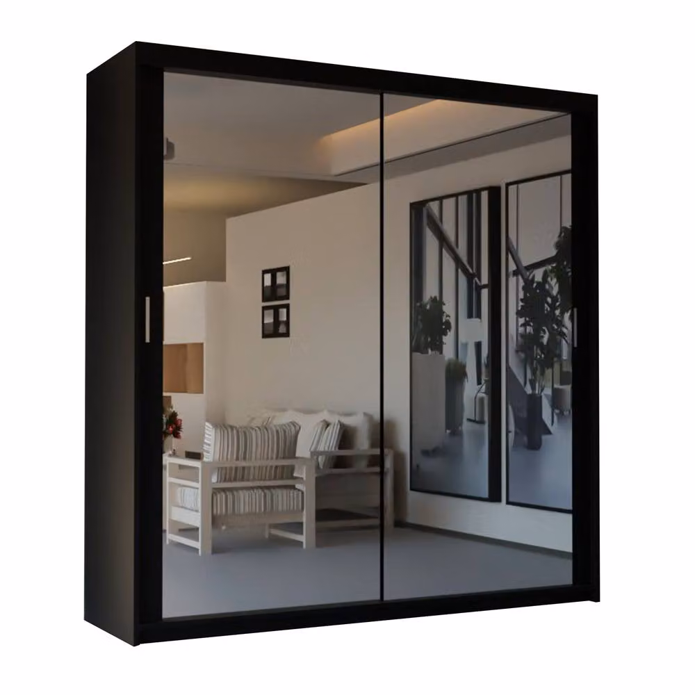 Sliding Wardrobes 4U Modern Double Sliding Door Wardrobe in Black, W: 203 cm, H: 217 cm – 2