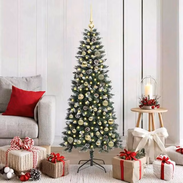 Berkfield Home Artificial Christmas Tree with 150 LEDs, Green, H 150 x W 66 x D 66 cm