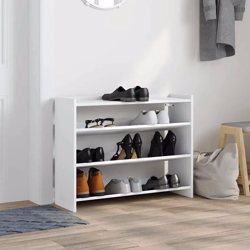 Berkfield Home White MDF Shoe Rack, W/D/H: 80 x 25 x 62 cm – 2