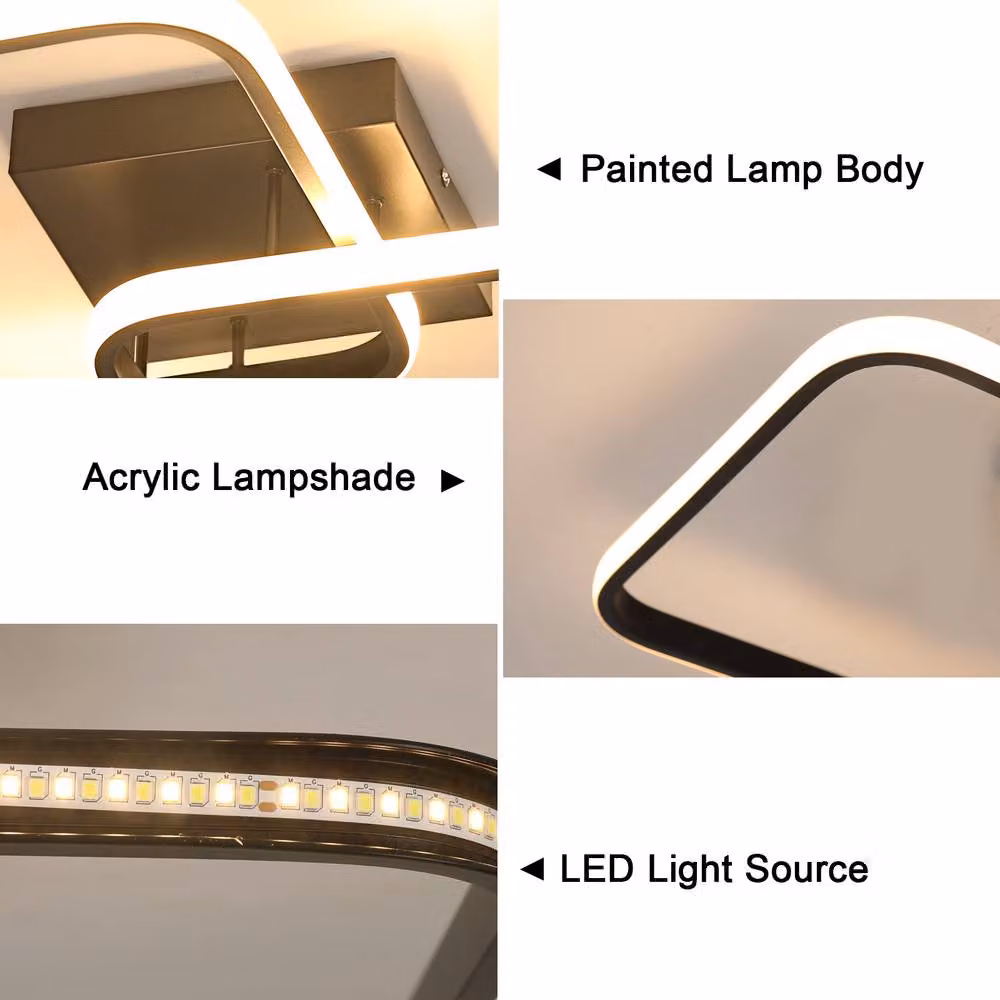 Pheashine Black Square LED Ceiling Light, 50W Dimmable with Remote Control – 4